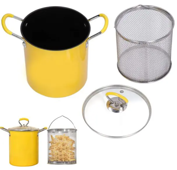 2L Stainless Steel Deep Fryer Pot with Basket – Oil Filter Design for Fries, Chicken, Shrimp & Snacks